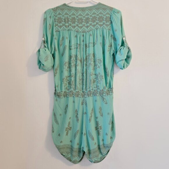 As Seen On Vanessa Hudgens Spell Skull Tribe Playsuit Romper Turquoise XS b63E - Picture 9 of 16